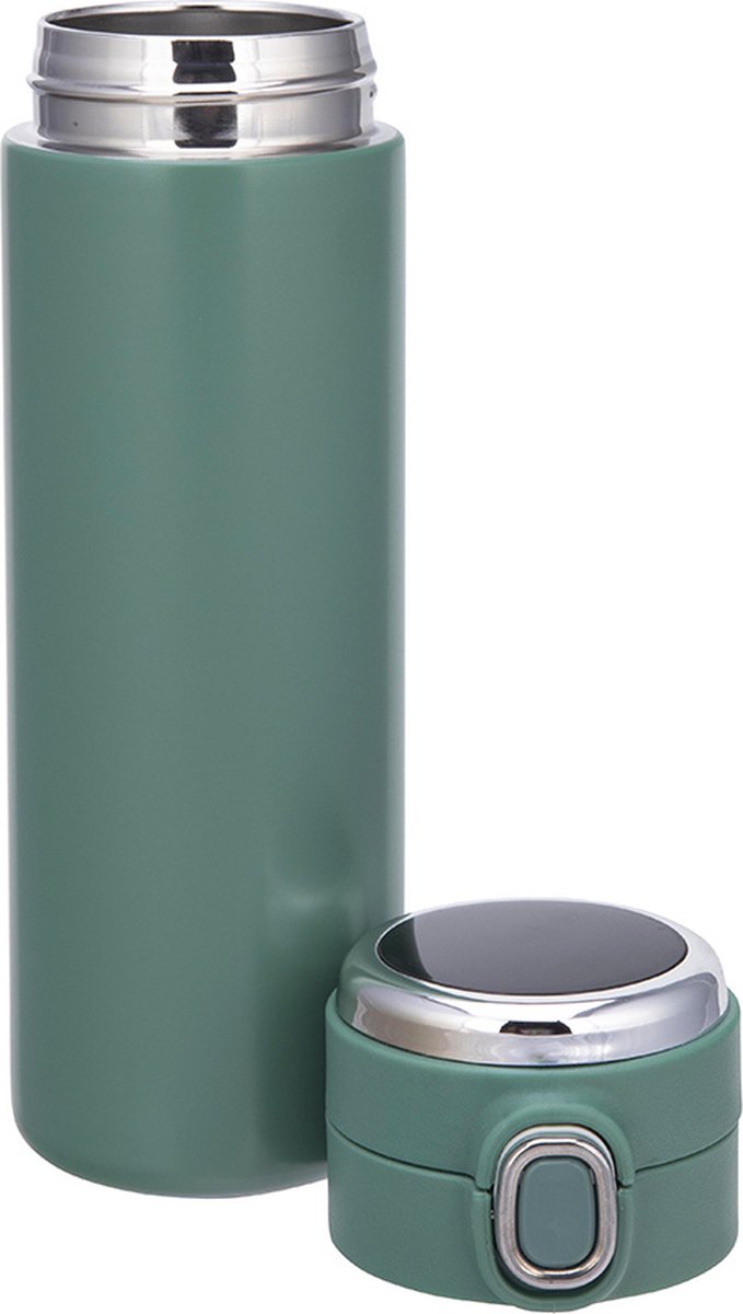 Thermosbeker / thermosfles met LED temperatuur display 420 ml Groen