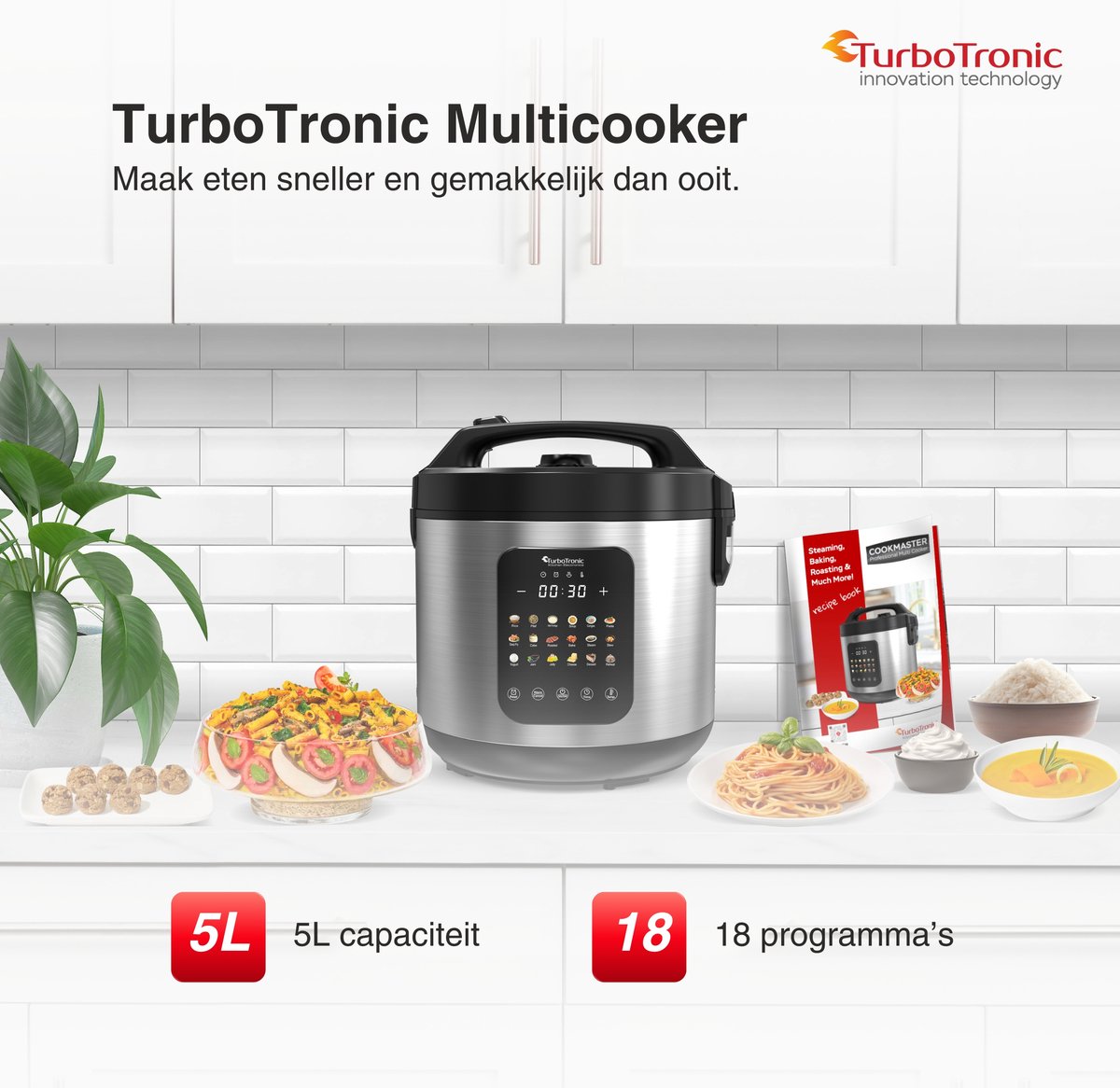TurboTronic DMC18 Multicooker - RVS - afbeelding 2