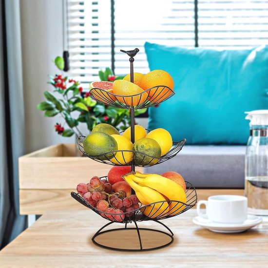 Keramische fruitetagère - 3 etages fruitmand - ruimtebesparend en