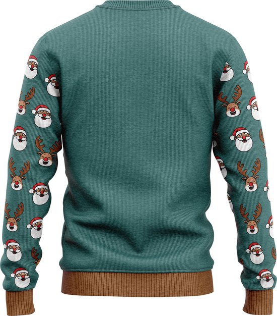 JAP Christmas Pull de Noël interactif (taille M) - 100% recyclé - Ne démange pas - Cadeau de Noël adultes - Mauvais pull de Noël dames et hommes - Lancer un Ring (Comprend 6 anneaux) - Vert