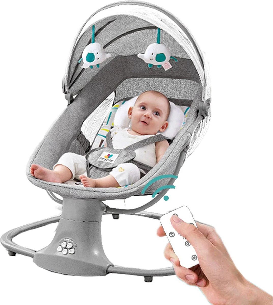 Mylucinda® - Elektrische Schommelstoel voor Baby's - 3-in-1 - Met Bluetooth Music Player - 0 tot 3 jaar - Afstandsbediening - Grijs