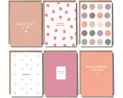 Momentuals - Wenskaarten Set - Bedankt Kaartjes - Bedankt Kaarten - Wenskaarten met Envelop - Kaartenset - Wenskaarten - Kaartjes om te versturen - Blanco Kaartjes - Wenskaarten Blanco - 6 Stuks Gevouwen A6 Kaarten - Uniek Design