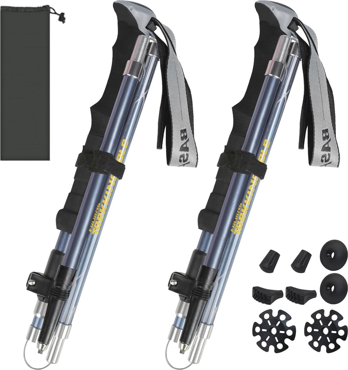Wandelstokken - Trekkingstokken - Buitenwandelen - Versterkt aluminium - 110-135 cm - Lichtblauw
