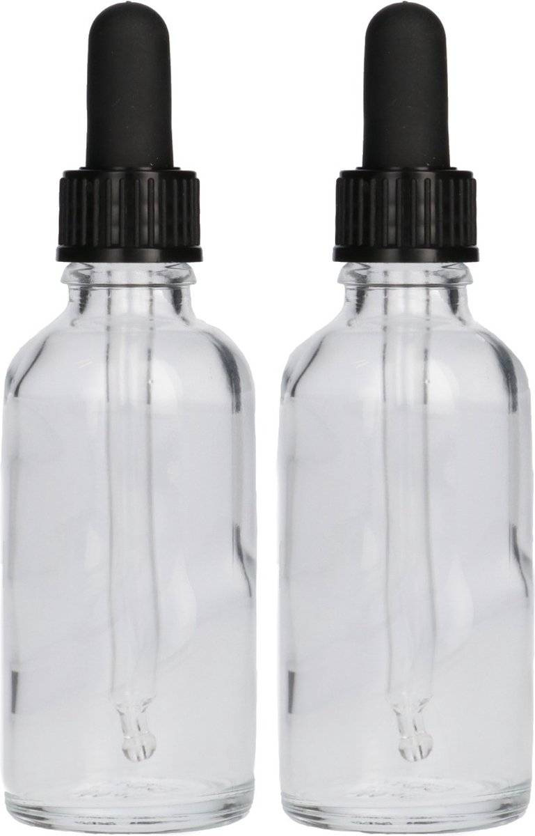 2x Druppelflesje met Druppelaar 50 ml - Transparant - Pipetflesje, Lege Druppelfles Pipet,