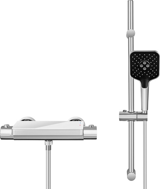 Lonheo Douchestang met douche, doucheset met roestvrijstalen douchestang 70 cm, douchekop met 3 straalsoorten, 1,5 m pvc-doucheslang en douchekophouder, chroom Lonheo Douchestang met douche, doucheset met roestvrijstalen douchestang 70 cm, douchekop met 3 straalsoorten, 1,5 m pvc-doucheslang en douchekophouder, chroom