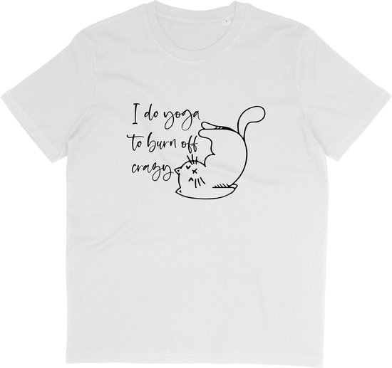 T Shirt met Grappige Yoga Print en Quote - Wit - Maat 3XL
