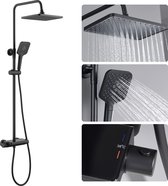 Bol.com Lonheo max Regendouche met Thermostaatkraan - Douchesysteem set Zwart - Hoofddouche en Handdouche - Douchekop met 150cm ... aanbieding