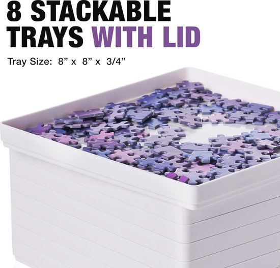Bullglesup Plateaux de Tri pour Puzzles, Accessoire en Plastique pour Puzzles Jusqu'à 1500 Pièces, Support de Trieur Empilable et Portable pour S'Organiser, 19,8 x 19,8 cm (Lot de 6