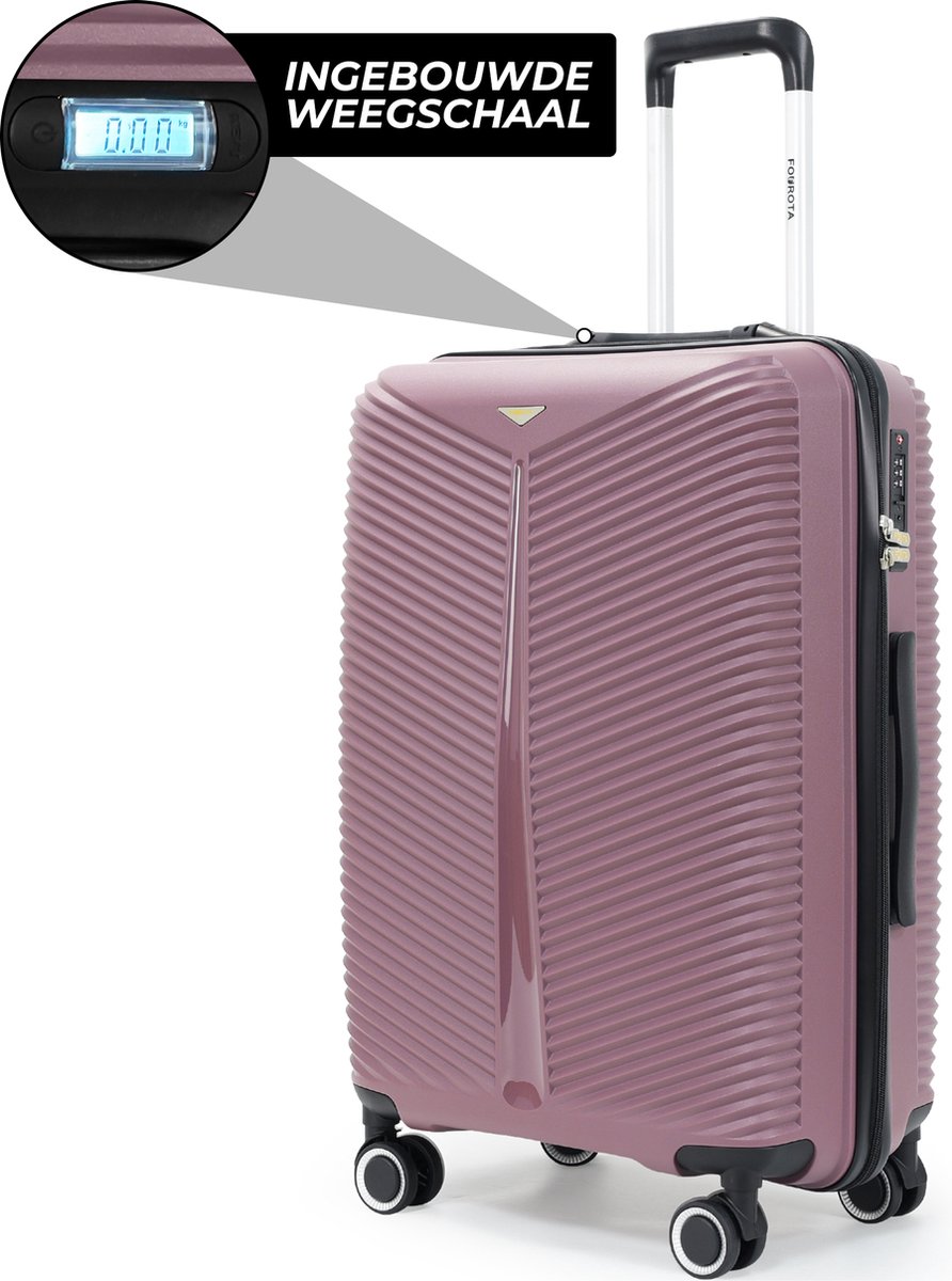 Fourota Middelgrote Koffer met Weegschaal – Voorkom Overbagage – TSA Slot – Lichtgewicht – 360° Wielen – 24 inch – Paars