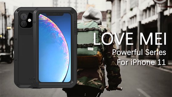 Apple iPhone 11 - Love Mei - Coque de protection extrême en métal - Argent - Housse de téléphone portable - Coque de téléphone Convient pour : Apple iPhone 11