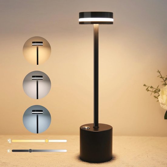 MU LIN Oplaadbare flessenlamp, draadloos, touch-bediening, 3