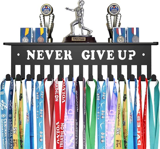 Cryfokt Never Give Up Medal Display Hanger, Carbon Steel Wall Holder