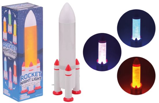 Johntoy Raket Nachtlamp - LED Kinderverlichting met USB - Vanaf 3 jaar van Merkloos — afbeelding 2