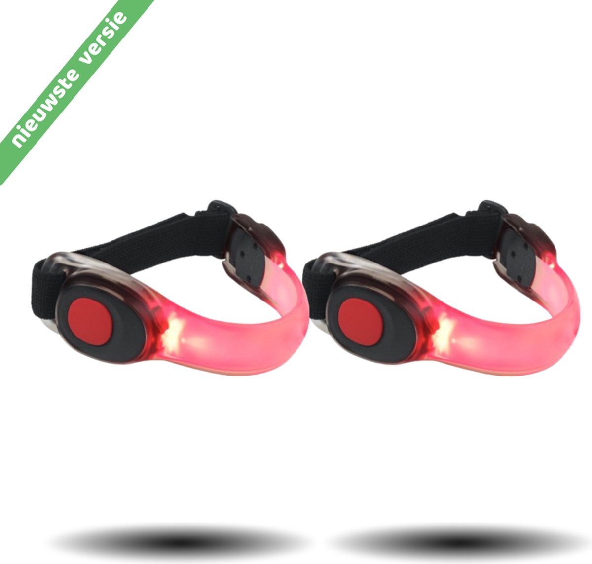InVincer® ledarmband hardloopverlichting - Set 2 stuks Hardloop lampjes incl batterij - arm LED verlichting - Water proof - Kleur Rood
