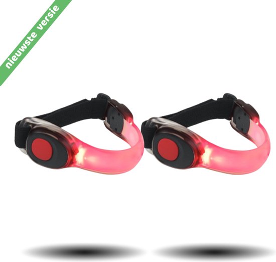 Feux de circulation à bracelet LED InVincer - Set de 2 feux de circulation avec batterie - Éclairage LED du bras - Résistant à Water - Couleur Rouge