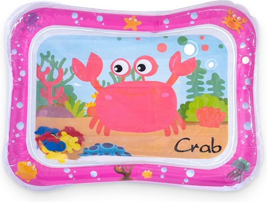 Frummel Waterspeelmat Baby – Watermat – Speelkleed – Opblaasbaar – Waterspeelgoed Baby - Kraamcadeau - Roze krab
