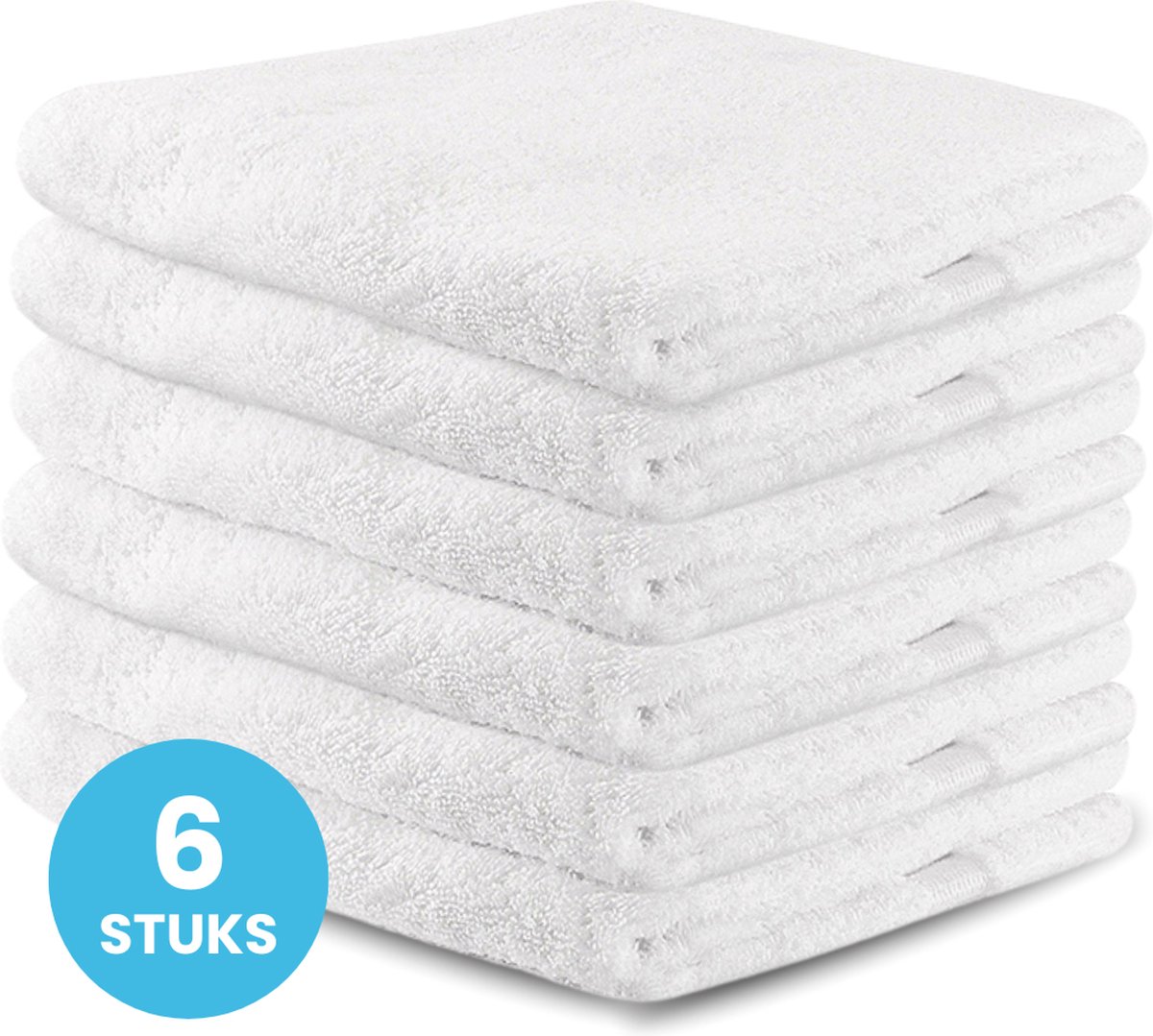 Funnies Handdoeken 6 Stuks Wit - Set van 6 Luxe Badhanddoeken - 70 x 140 cm - Hoogwaardig 100% Katoen - 500 gram/m² Dikke, Zachte en Sneldrogende Handdoek - Ideaal voor Badkamer, Sport, Sauna, Zwembad en Vakantie