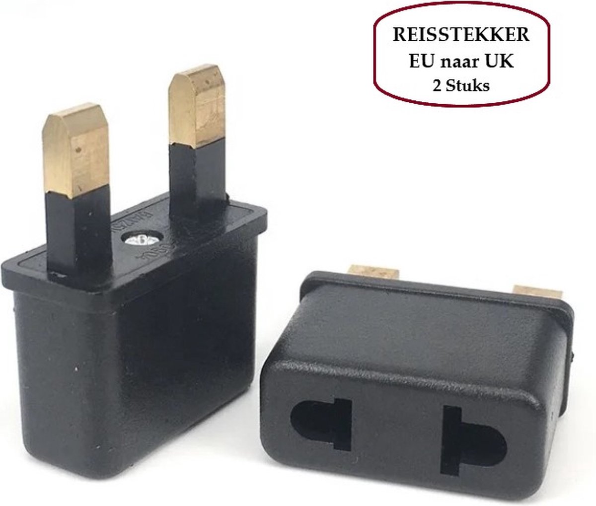 Bol.com Reisstekker EU naar UK - Zwart - 2 Stuks - Verloopstekker van Nederland naar Engeland - Reisadapter - Wereldstekkers - W... aanbieding