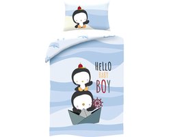 Animal Pictures BABY Dekbedovertrek, Hello Baby Boy - 100 x 135 cm + 60 x 40 cm - Katoen