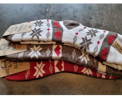 3 Paar - 100% Alpaca Wollen Sokken - Maat 39-42 - Huissokken - Wintersokken - Cadeau Artikel - Kerstsokken
