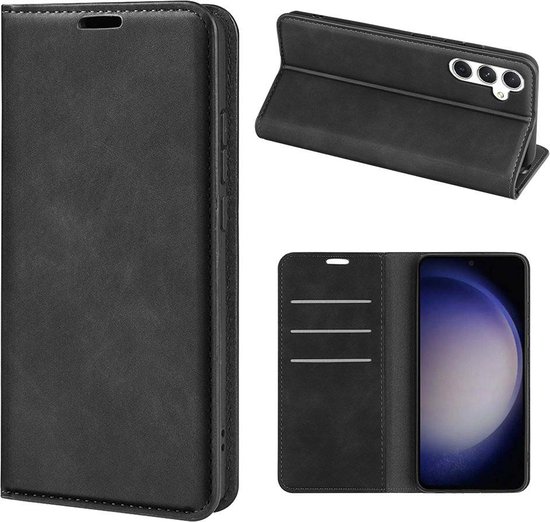Coque Samsung Galaxy S24 - Bookcase portefeuille de Luxe (fermeture magnétique) - Zwart - Étui de téléphone portable - Étui de téléphone adapté pour Samsung Galaxy S24