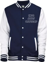 Ezyshirt® Collegejas met wensnummer, voor dames, heren en kinderen, dames/zwart/wit/wit., S