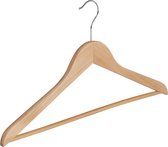 De Kledinghanger Gigant - 40 x Cintre pour chemisier / cintre pour chemise en bois de lotus laqué naturel avec barre à pantalon, 44 cm