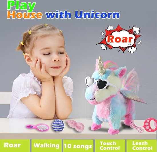 Ulikey Einhorn Geschenke für Mädchen 3-6 Jahre, Elektrisches Plüschtier Mit LED und Musik, Interaktives Spielzeug Set RC Roboter, Kinder Geburtstag Geschenk Ab 3 Jahren