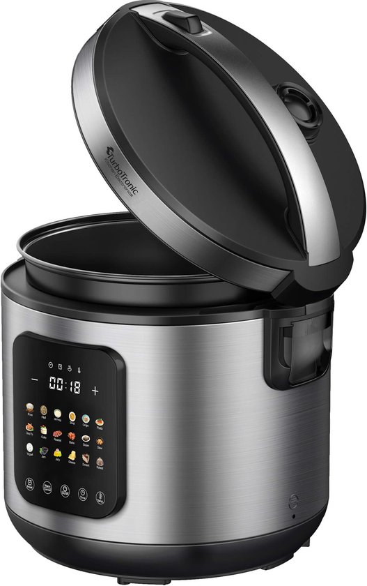 TurboTronic DMC18 Multicooker – 6-in-1 Rijstkoker & Stoomkoker, 1200W, 5L RVS, Warmhoudfunctie, Zwart TurboTronic DMC18 Multicooker – 6-in-1 Rijstkoker & Stoomkoker, 1200W, 5L RVS, Warmhoudfunctie, Zwart