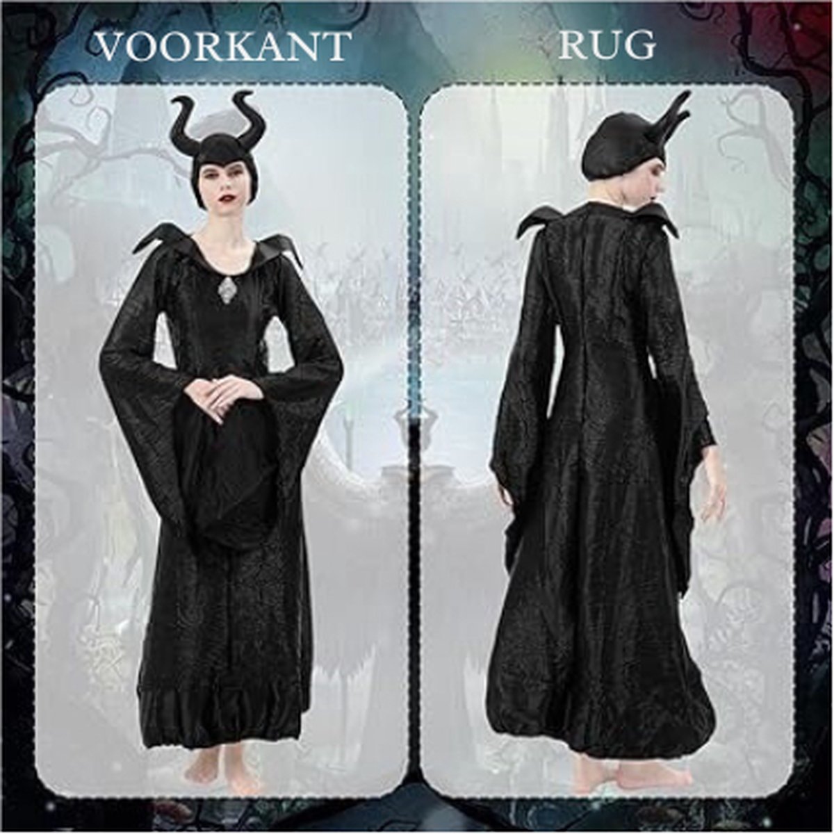 Costume Maléfique Enfant Ulikey Deguisement Sorciere Fille Carnaval Pour  Enfant, 4Pcs Déguisement De Reine Maléfique Avec Bandeau De Cornes Reine  Maléfique, Ailes, Collier En Dentelle, Tutu Enfant Pour Carnaval Gants  Fille 7, image size:1200x1200