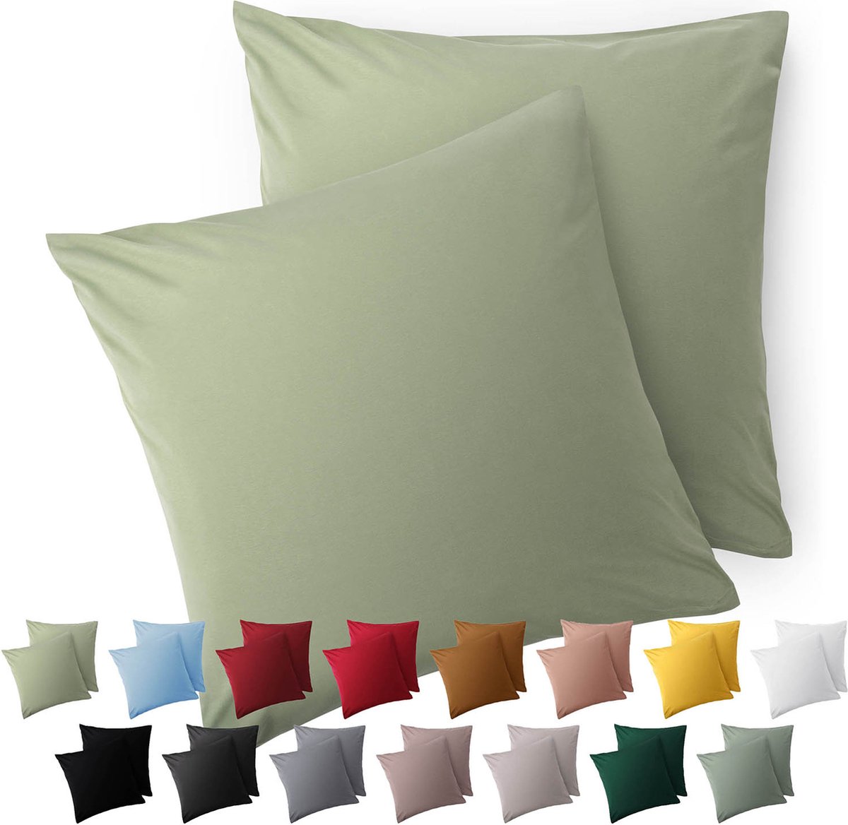 Blumtal Kussensloop Microvezel Kussenhoes 80 x 80 cm - Licht Olijfgroen - Set van 2