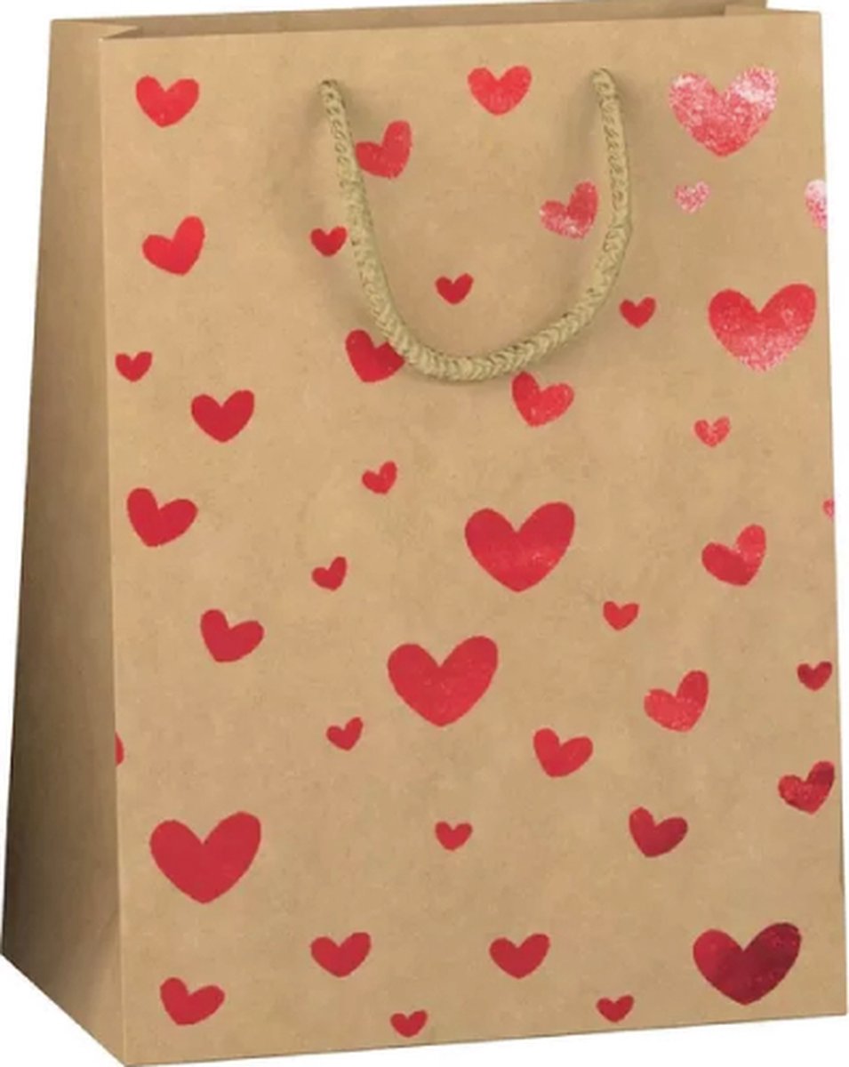 Papieren cadeautas M kraft hotstamp hart