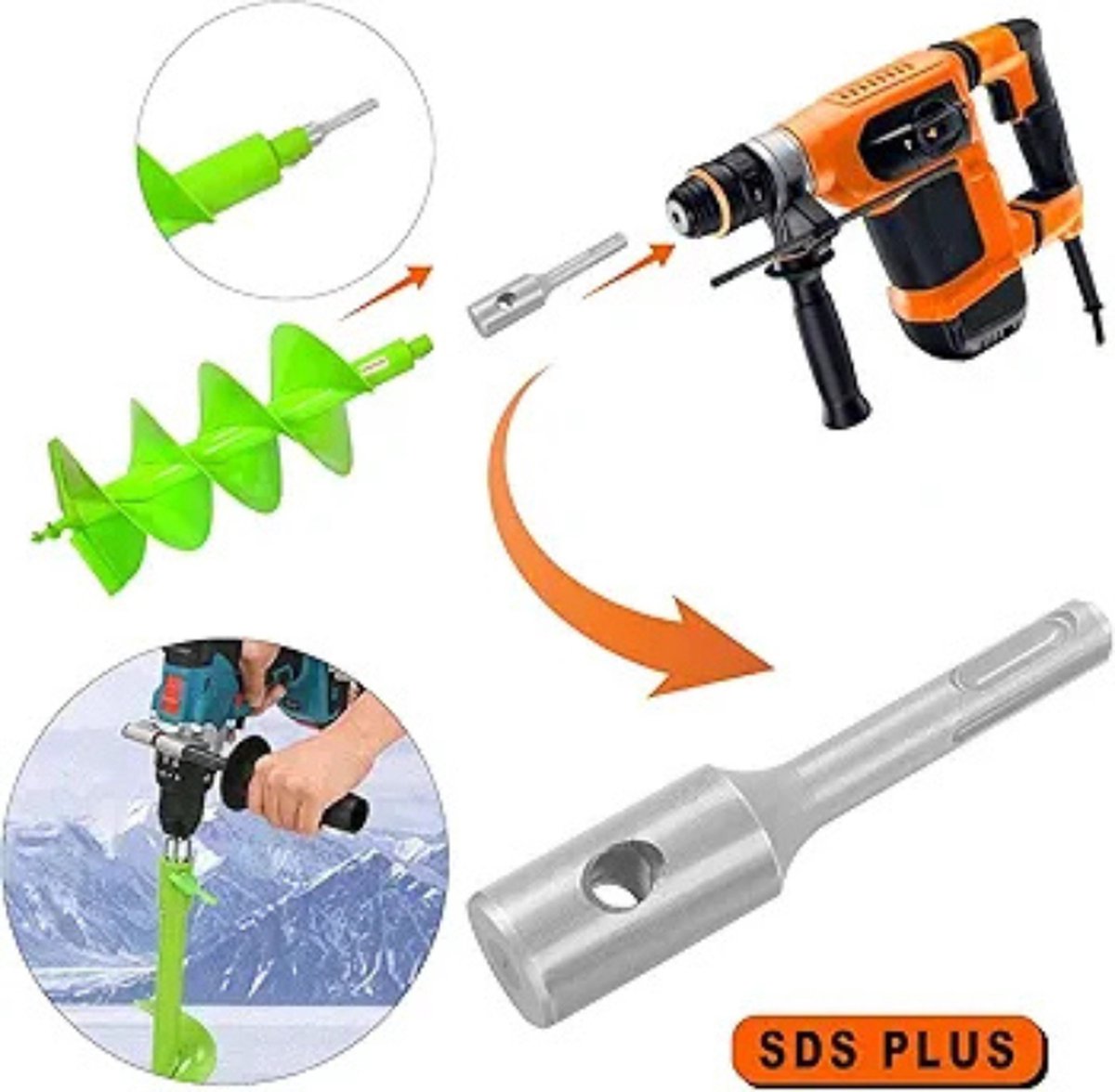 EFUTURETIME SDS Plus-adapter grondboor met vergrendelingspen, verandert