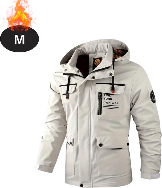 Bovista Windjas Voor Heren - Windjack - Waterdicht - Jas Met Capuchon - Outdoorjas - Volwassen - Wit - Maat M