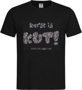 T-shirt Unisexe Adultes Noël Noël Homme Femme Texte drôle "Noël c'est nul mais c'est amusant !! " Sur le devant | manche courte | Zwart/ Argent noir PAILLETTES | taille L.