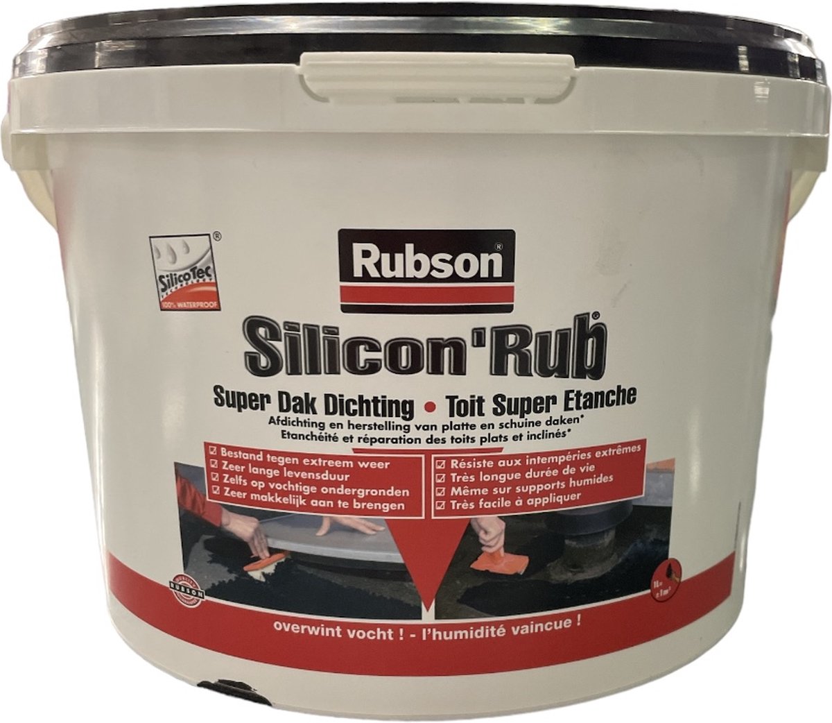 Rubson Silicon Rub - Gebruiksklare silicone pasta voor renovatie en herstelling van alle soorten daken - 5 kg - zwart