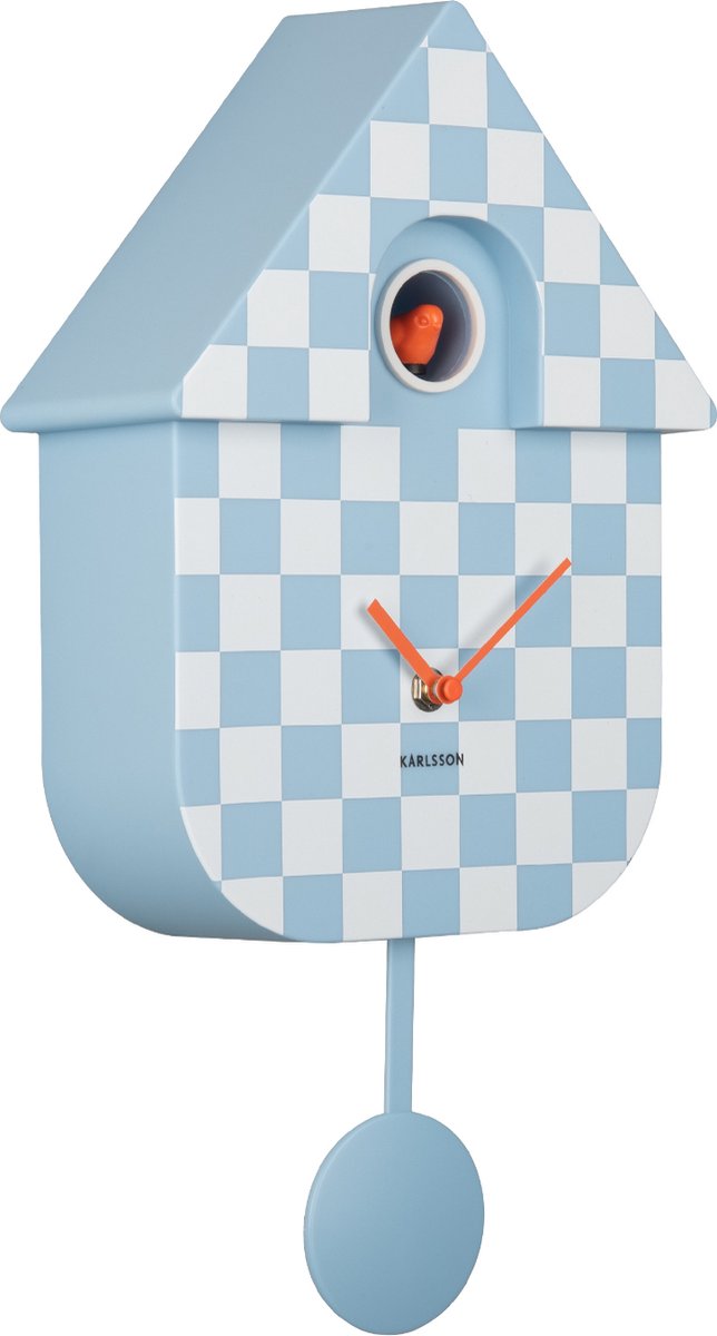 Karlsson Koekoeksklok Modern Cuckoo Checker - Blauw - 8.5x21.5x40.5cm - Wandklok Scandinavisch
