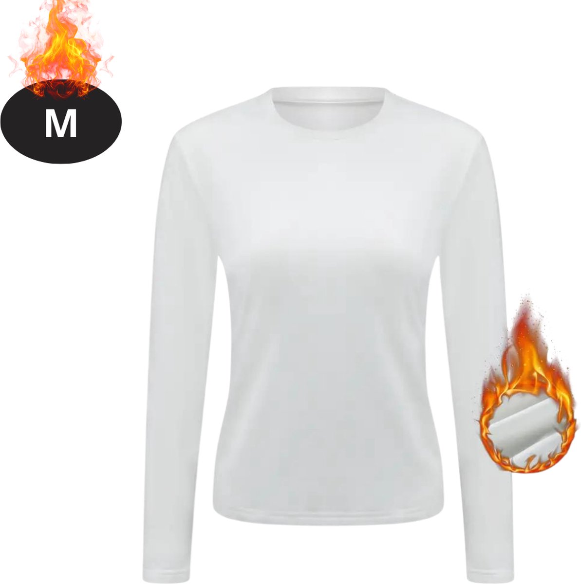 Bovista Thermokleding Dames – Thermoshirt – Polyester – Winter – Lange Mouwen – Wit – M