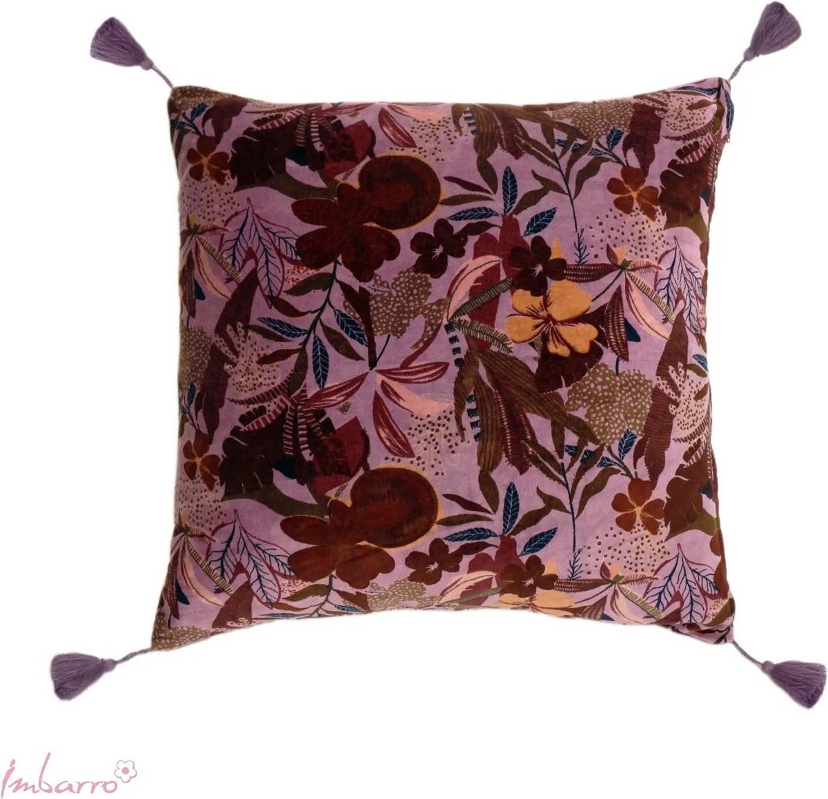 Imbarro Kussen - Sierkussen - Merryl - Purple - 100 % katoen velvet - 50x50 cm Paars