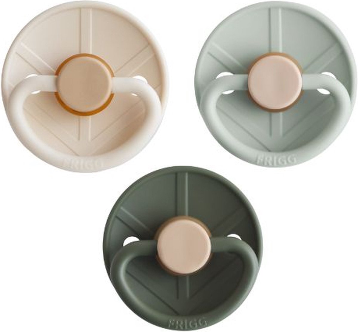Goedkoopste FRIGG Little Viking Fopspeen - 0-6 Mnd - 3 stuks - Cream/Olive/Sage