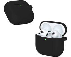 ShieldCase Siliconen Hoesje met Koordje Geschikt voor Airpods 4 - Siliconen Case voor Apple Airpods 4 Case Hoesje - Zwart