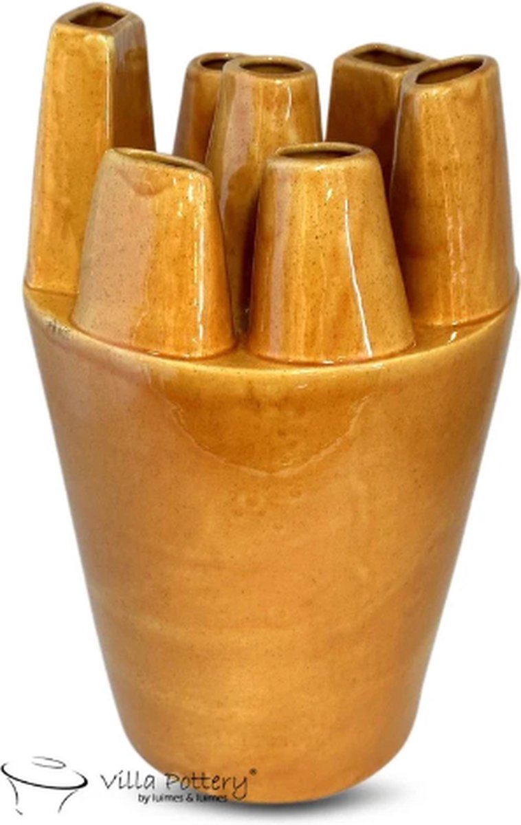 Irishflowers Vaas - Villa Pottery - Decoratie - Woondecoratie - Keramiek - Flowerpower 3_3 Yellow Reactive Geel