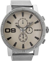 OOZOO Timepieces - Zilverkleurige horloge met zilverkleurige metalen mesh armband - C9436