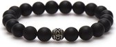 Karma Black is Black Silver Bead XL (10mm) Armband  (Lengte: 21 cm) - Zilver,Zwart