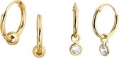 Selected Jewels 925 Sterling Zilveren Goudkleurige Lily Oorbellenset  - Goud