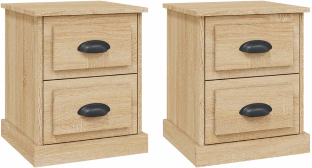 vidaXL Nachtkastjes 2 st 39x39x47,5 cm bewerkt hout sonoma eikenkleur