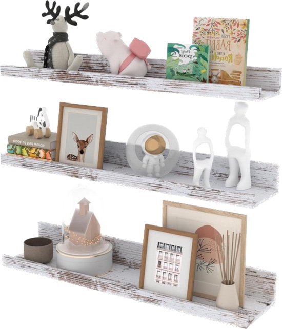 MoonTree Rustiek zwevend plank, 100 cm x 15 cm x 3,8 cm, walnoot