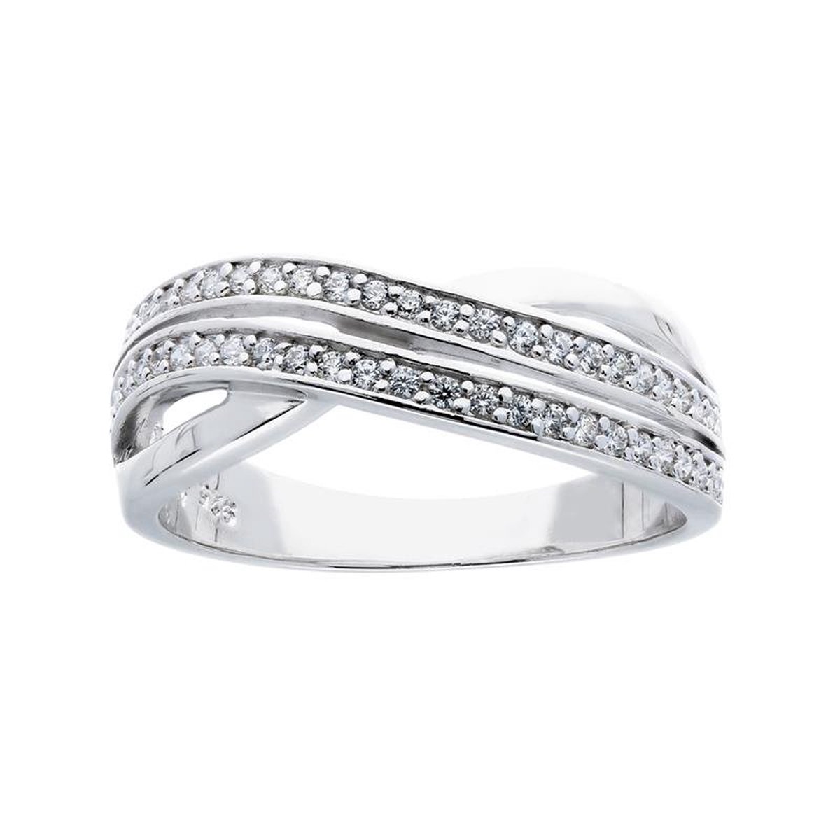 Silver Lining - Zilveren ring met steen gerodineerd