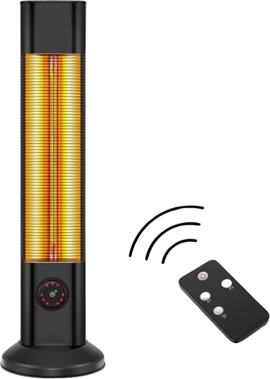 Oneiro's luxe Staande Elektrische Infrarood Kachel 2000W - ø29 x H100.5 cm - infrarood verwarmingspaneel - elektrische verwarming - infrarood verwarming - infrarood paneel - infrarood kachel