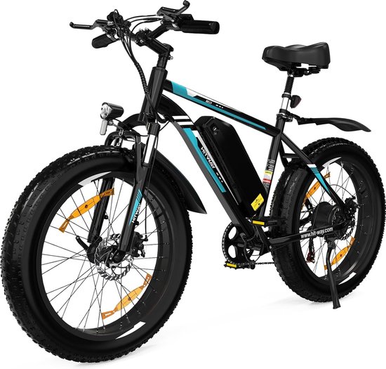 HITWAY Elektrische Fiets BK15 - Trendy 26*4.0 Inch Mountain EBike met Afneembare 48V 15Ah Lithium Batterij - City Commuter E-Bike met 250W Motor - 7 Versnellingen - IP54 Waterdicht